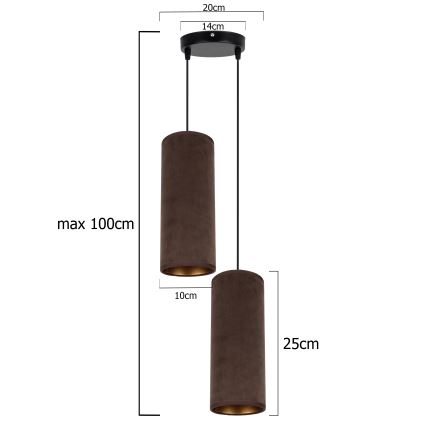 Luster na lanku AVALO 2xE27/60W/230V pr. 20 cm hnedá/medená
