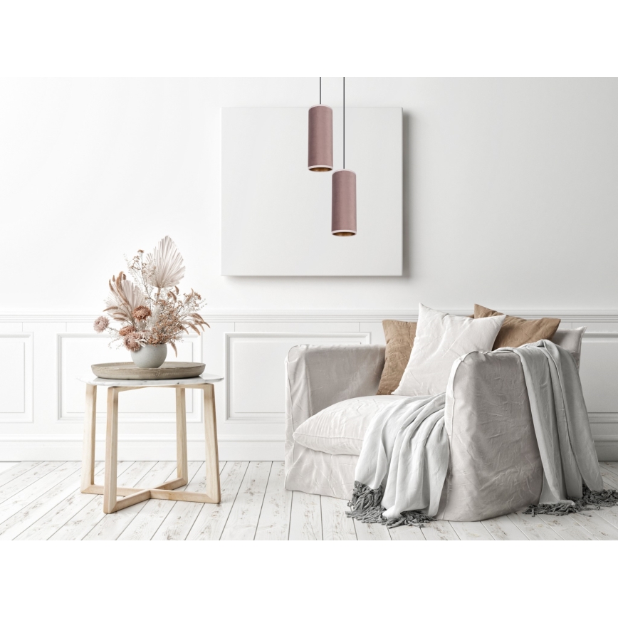 Luster na lanku AVALO 2xE27/60W/230V pr. 20 cm ružová/medená