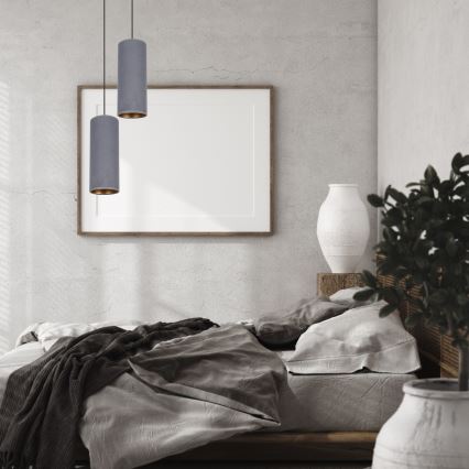 Luster na lanku AVALO 2xE27/60W/230V pr. 20 cm šedá