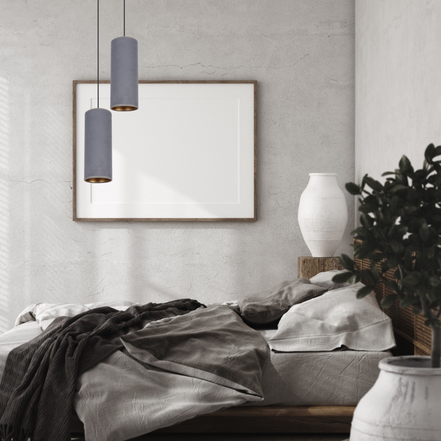 Luster na lanku AVALO 2xE27/60W/230V pr. 20 cm šedá