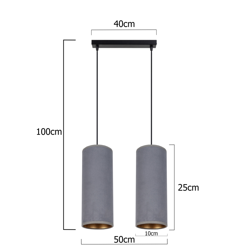 Luster na lanku AVALO 2xE27/60W/230V šedá