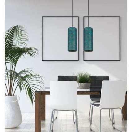 Luster na lanku AVALO 2xE27/60W/230V tyrkysová/zlatá