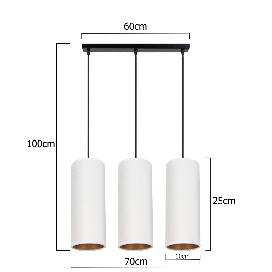 Luster na lanku AVALO 3xE27/60W/230V biela/medená