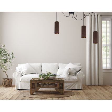Luster na lanku AVALO 3xE27/60W/230V pavúk hnedá/medená