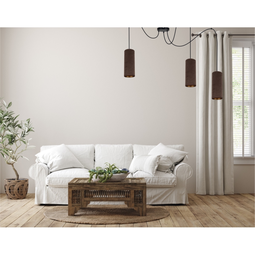 Luster na lanku AVALO 3xE27/60W/230V pavúk hnedá/medená