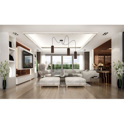 Luster na lanku AVALO 3xE27/60W/230V pavúk hnedá/medená