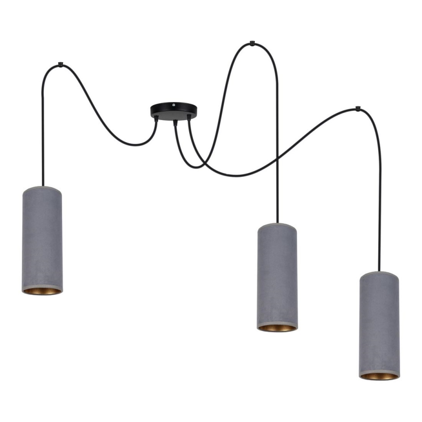 Luster na lanku AVALO 3xE27/60W/230V pavúk šedá