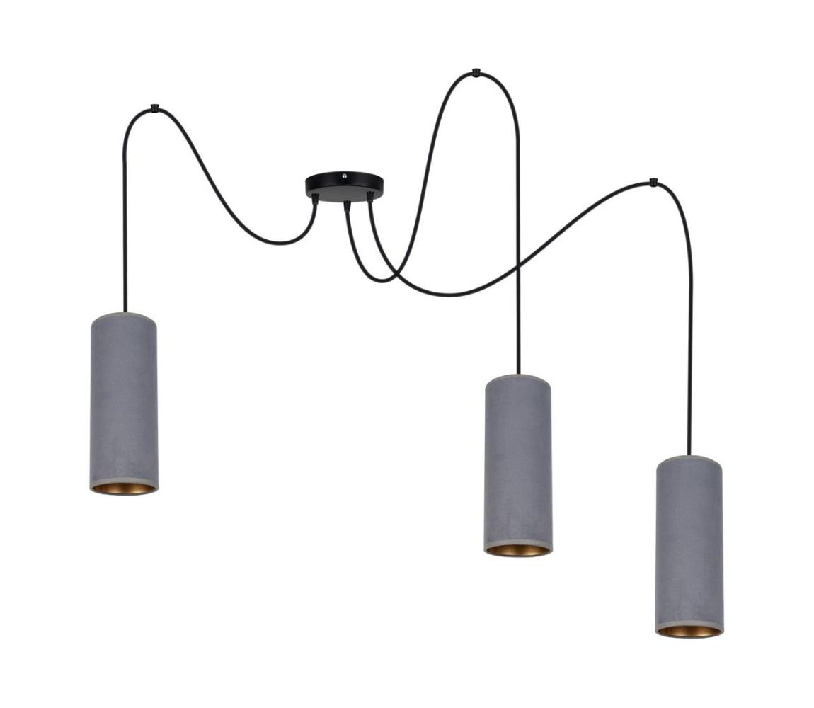 HEXE Luster na lanku AVALO 3xE27/60W/230V pavúk šedá