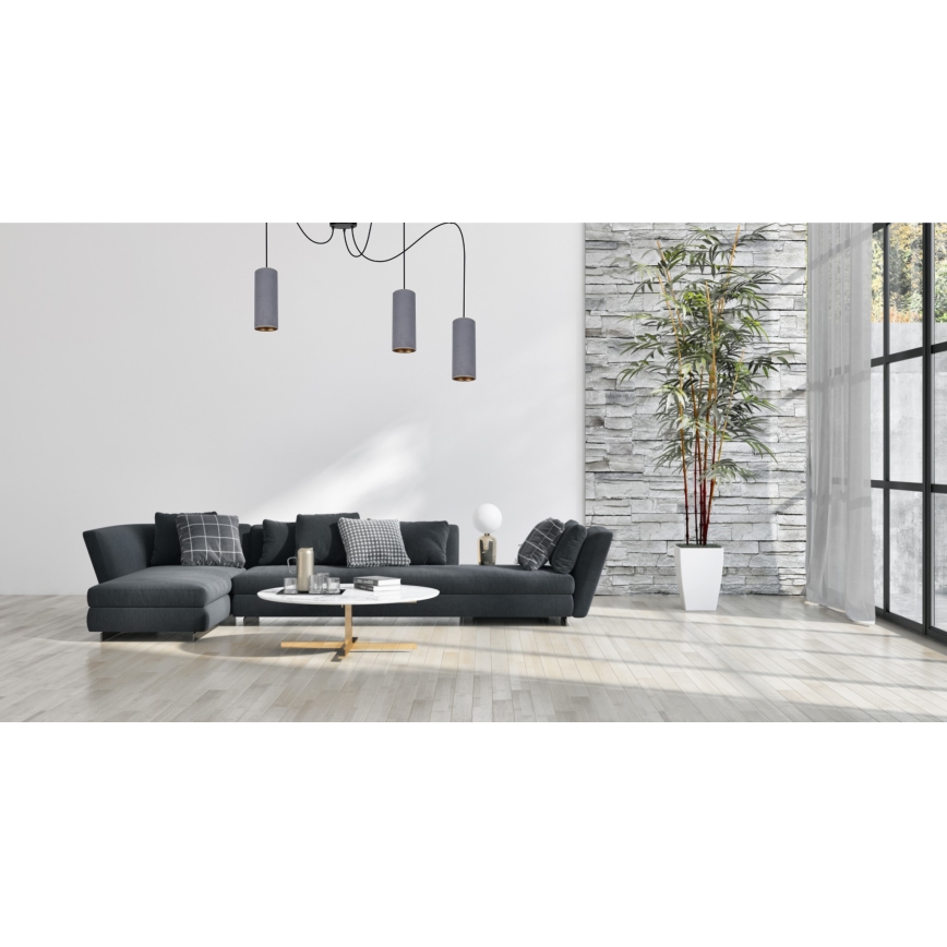 Luster na lanku AVALO 3xE27/60W/230V pavúk šedá