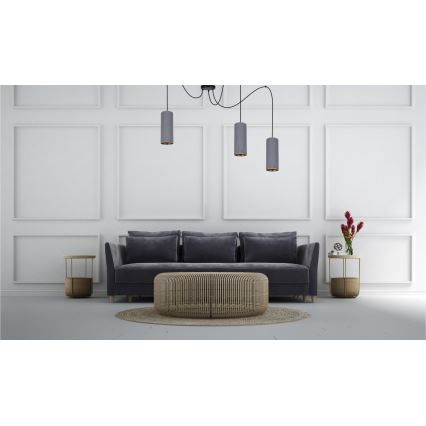 Luster na lanku AVALO 3xE27/60W/230V pavúk šedá