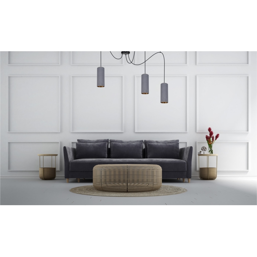 Luster na lanku AVALO 3xE27/60W/230V pavúk šedá