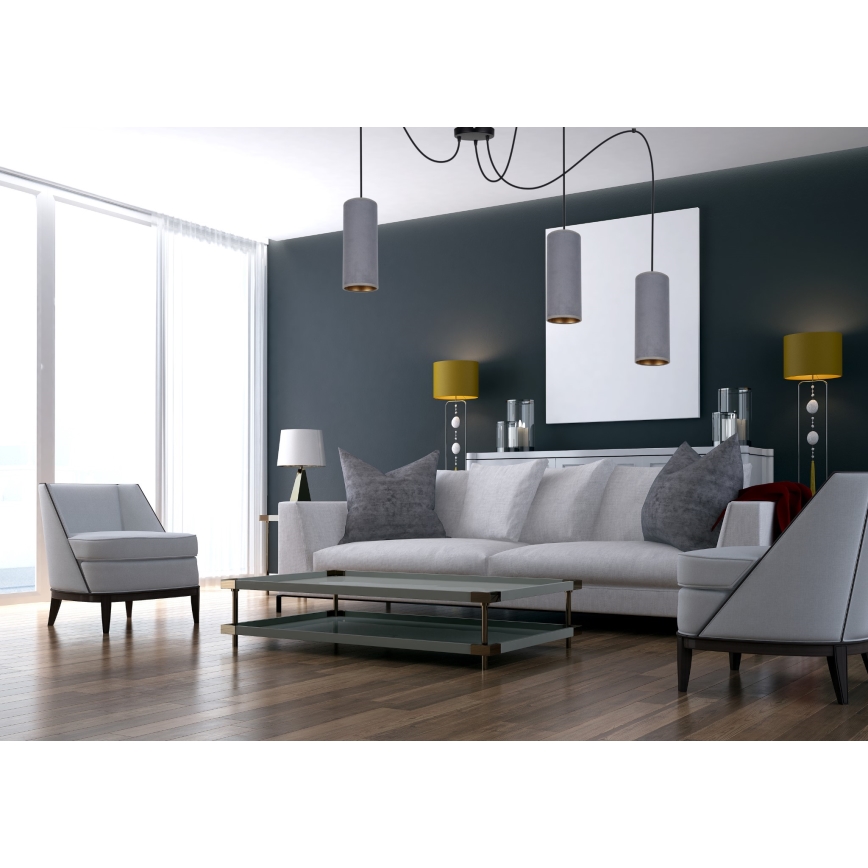 Luster na lanku AVALO 3xE27/60W/230V pavúk šedá