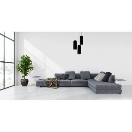 Luster na lanku AVALO 3xE27/60W/230V pr. 35 cm čierna