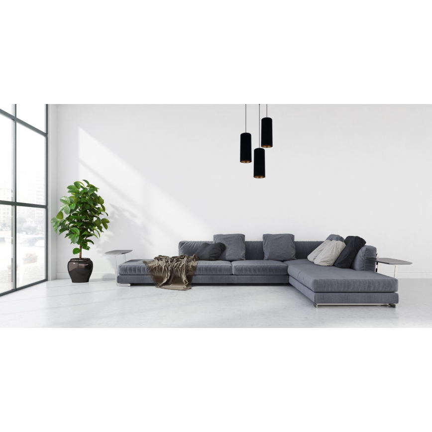 Luster na lanku AVALO 3xE27/60W/230V pr. 35 cm čierna