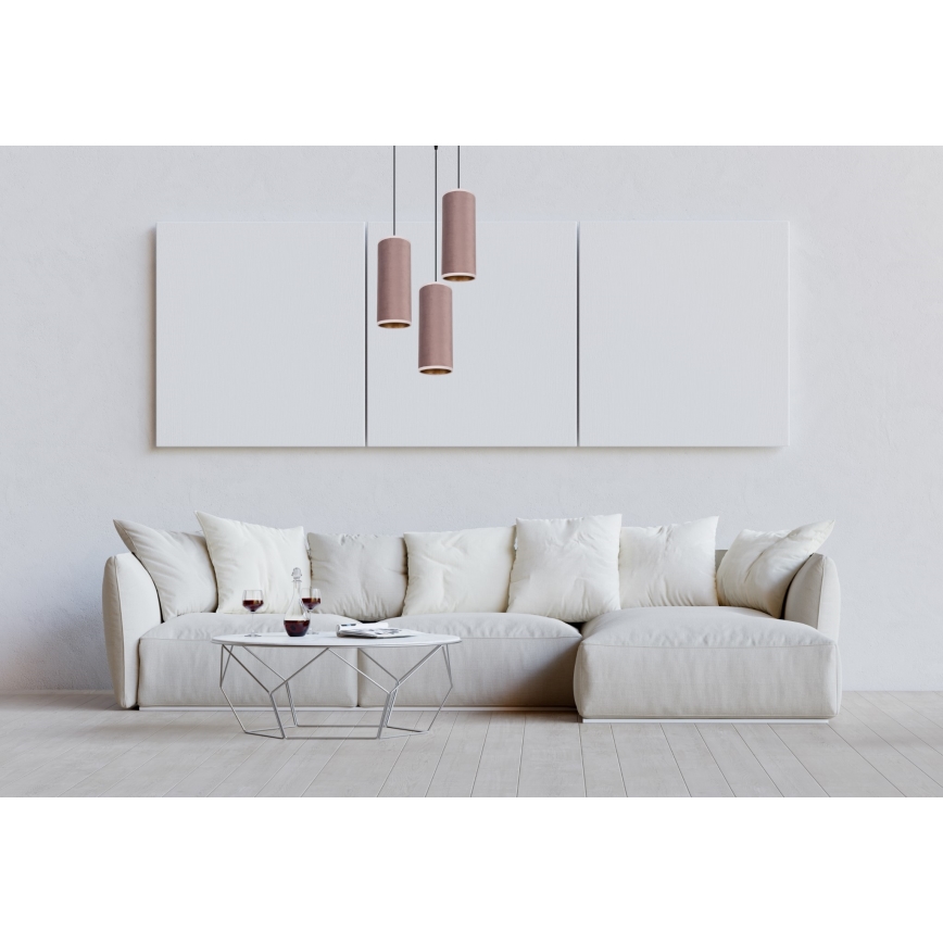Luster na lanku AVALO 3xE27/60W/230V pr. 35 cm ružová/medená