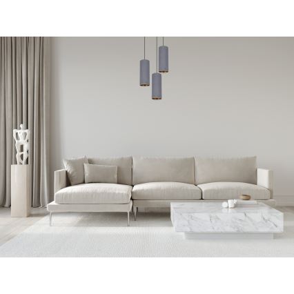 Luster na lanku AVALO 3xE27/60W/230V pr. 35 cm šedá