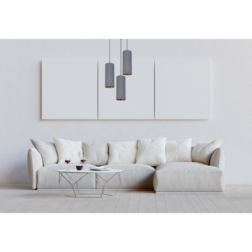 Luster na lanku AVALO 3xE27/60W/230V pr. 35 cm šedá