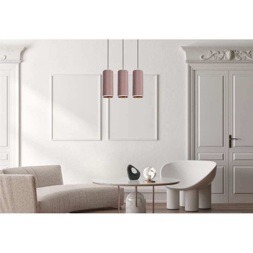 Luster na lanku AVALO 3xE27/60W/230V ružová/medená