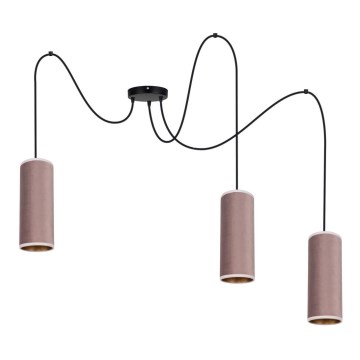 Luster na lanku AVALO 3xE27/60W/230V ružová/medená