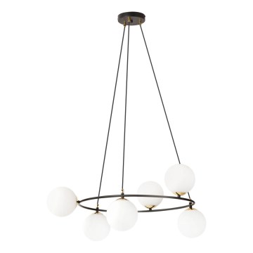 Luster na lanku AZURA 6xE14/10W/230V čierna/biela