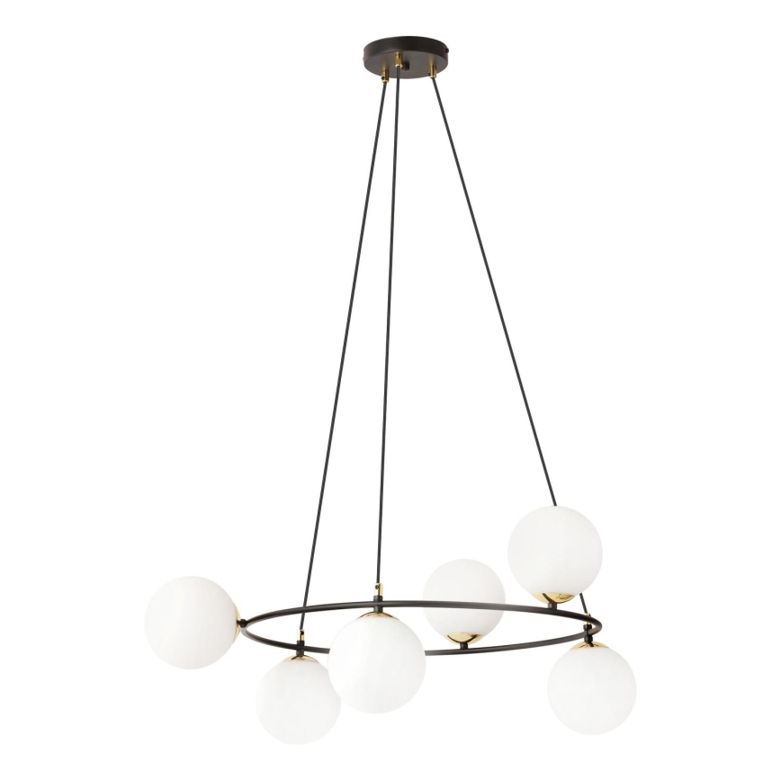 Luster na lanku AZURA 6xE14/10W/230V čierna/biela