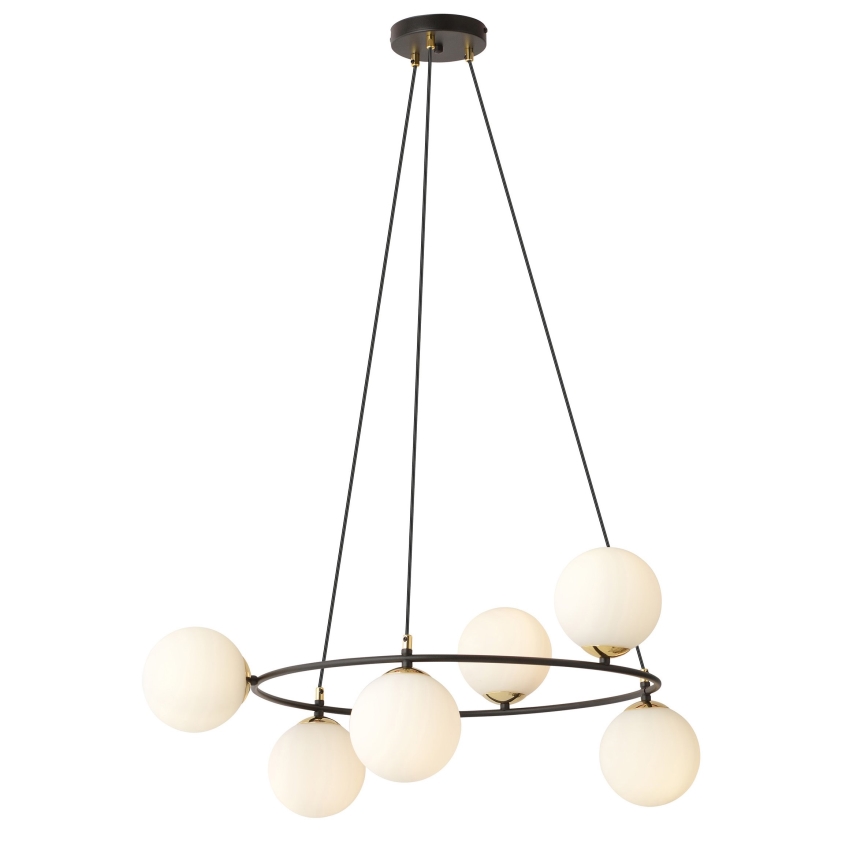 Luster na lanku AZURA 6xE14/10W/230V čierna/biela