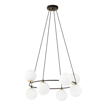Luster na lanku AZURA 8xE14/10W/230V čierna/biela