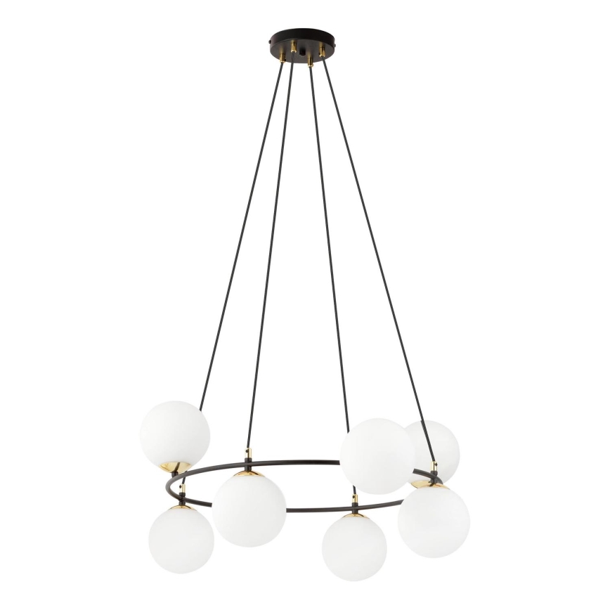 Luster na lanku AZURA 8xE14/10W/230V čierna/biela
