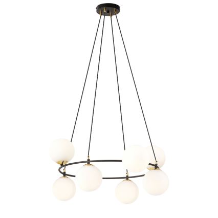 Luster na lanku AZURA 8xE14/10W/230V čierna/biela