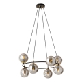 Luster na lanku AZURA 8xE14/10W/230V čierna/šedá