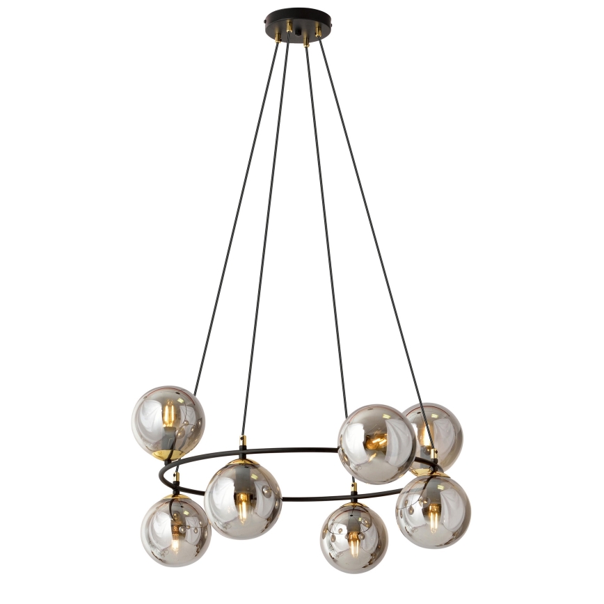 Luster na lanku AZURA 8xE14/10W/230V čierna/šedá