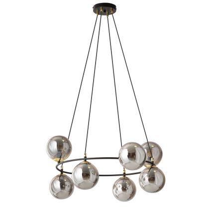 Luster na lanku AZURA 8xE14/10W/230V čierna/šedá