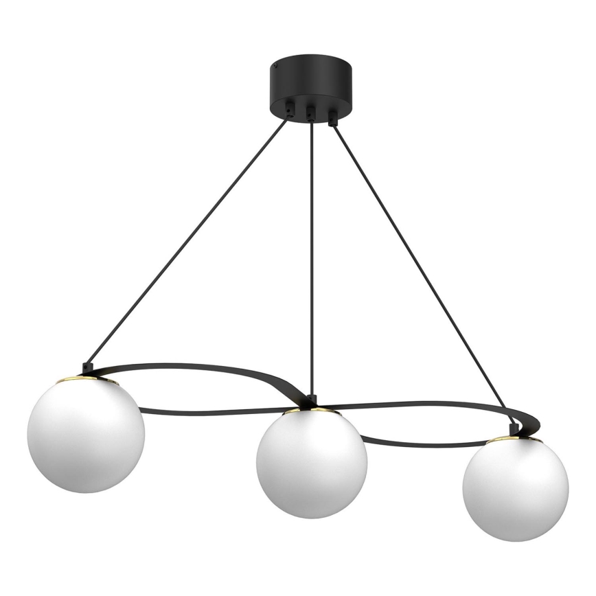 Luster na lanku BALLO 3xE27/15W/230V čierna/biela