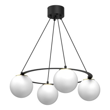 Luster na lanku BALLO 4xE27/15W/230V čierna/biela