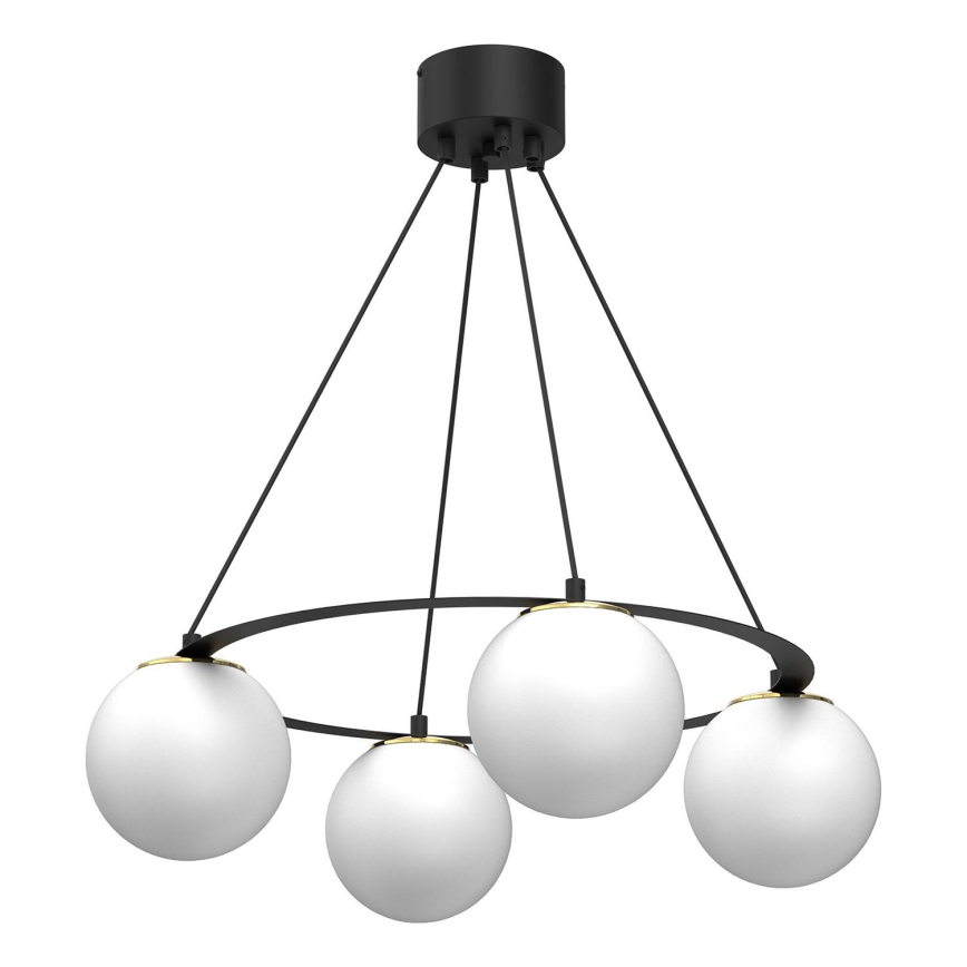 Luster na lanku BALLO 4xE27/15W/230V čierna/biela