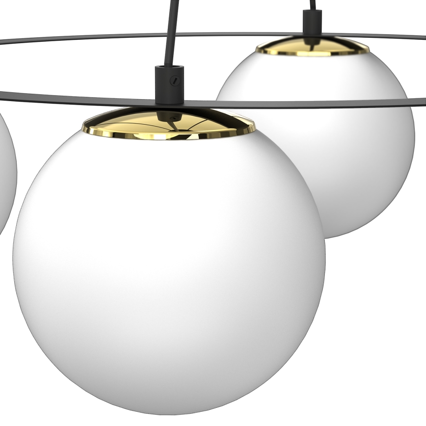 Luster na lanku BALLO 4xE27/15W/230V čierna/biela