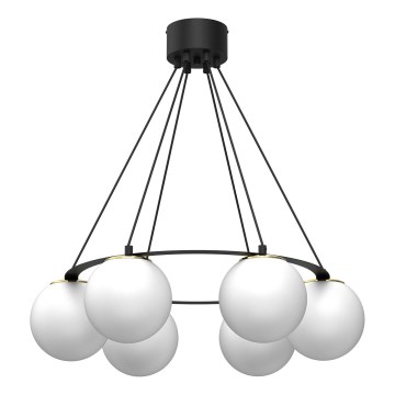 Luster na lanku BALLO 6xE27/15W/230V čierna/biela