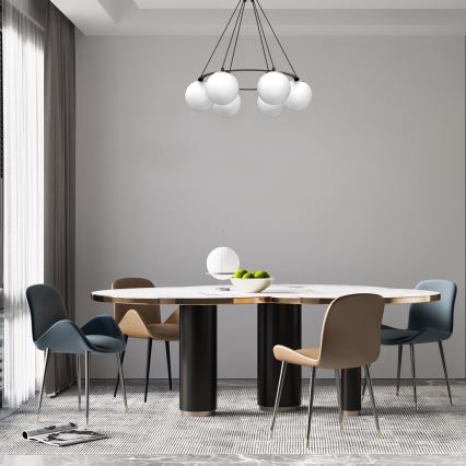 Luster na lanku BALLO 6xE27/15W/230V čierna/biela