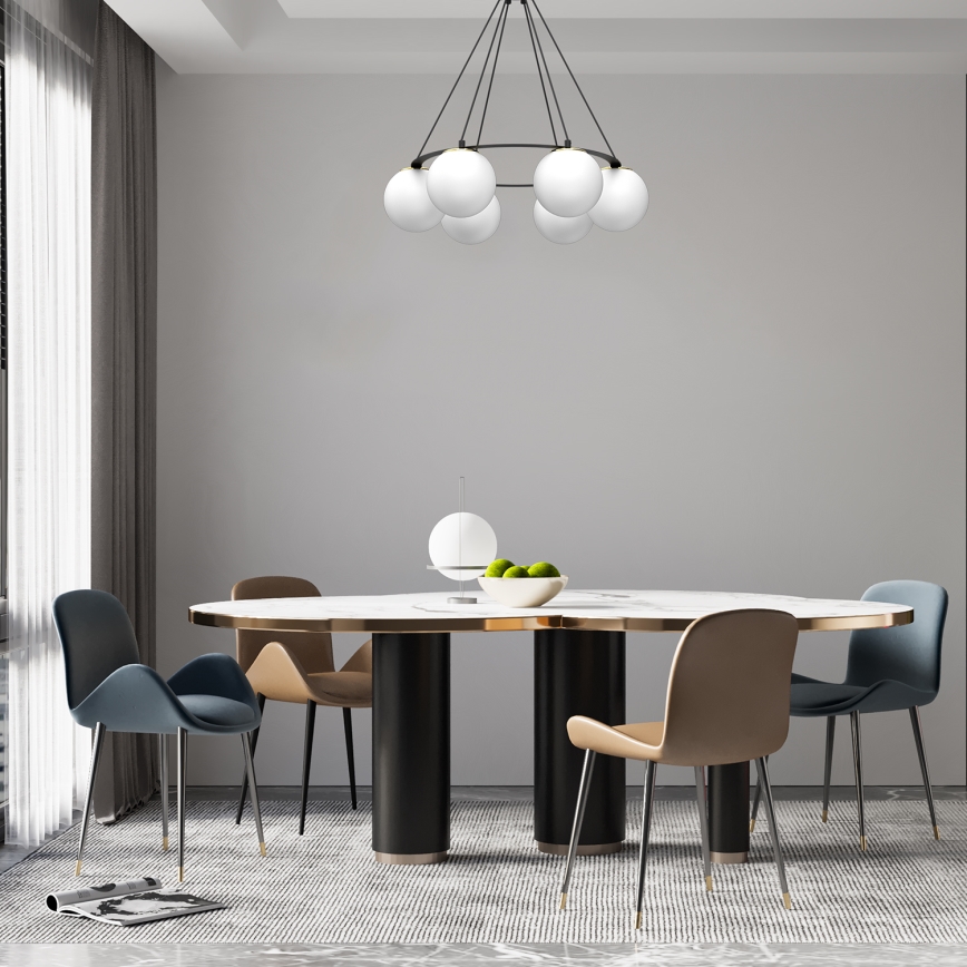 Luster na lanku BALLO 6xE27/15W/230V čierna/biela