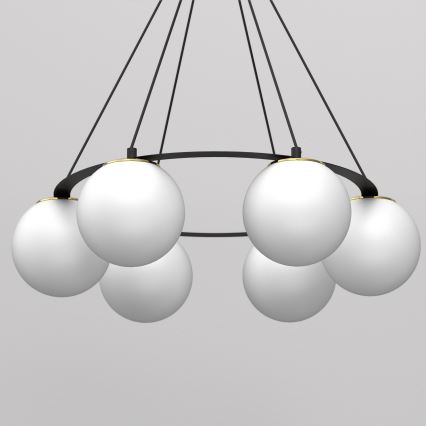 Luster na lanku BALLO 6xE27/15W/230V čierna/biela