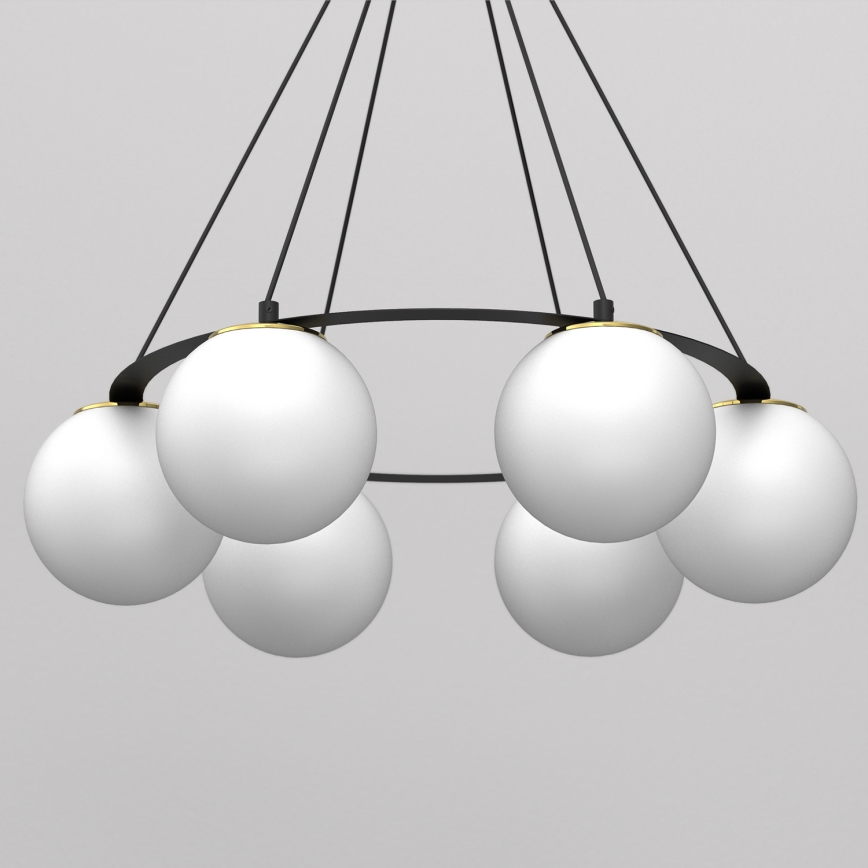 Luster na lanku BALLO 6xE27/15W/230V čierna/biela