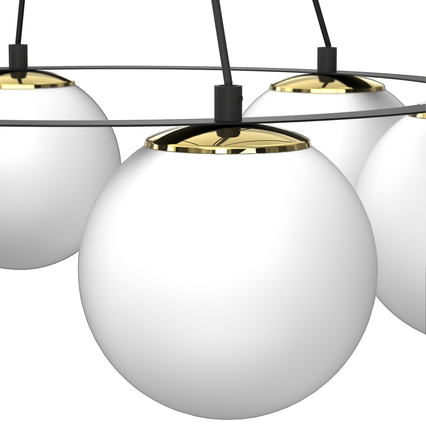 Luster na lanku BALLO 6xE27/15W/230V čierna/biela