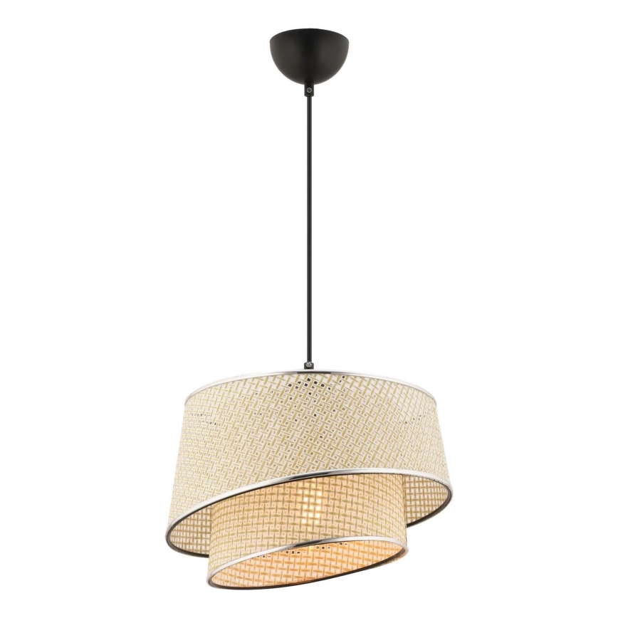 Luster na lanku BARETTE 1xE27/60W/230V krémová/lesklý chrom