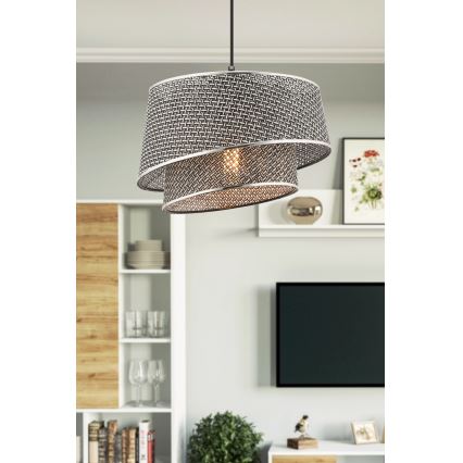 Luster na lanku BARETTE 1xE27/60W/230V šedá/lesklý chrom