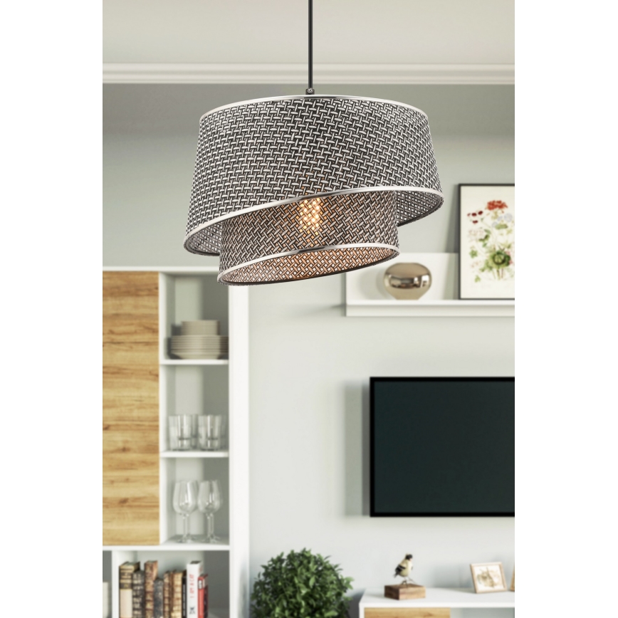 Luster na lanku BARETTE 1xE27/60W/230V šedá/lesklý chrom