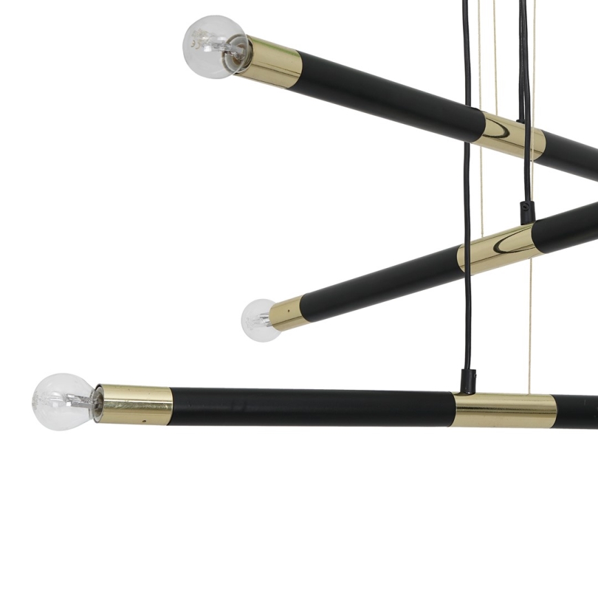 Luster na lanku BASTONE 6xE14/40W/230V čierna/zlatá