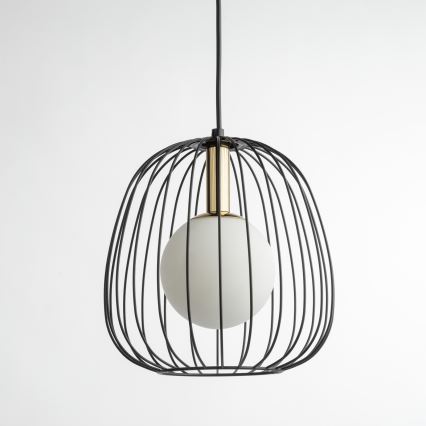 Luster na lanku BELL 1xG9/12W/230V pr. 24 cm čierna/zlatá