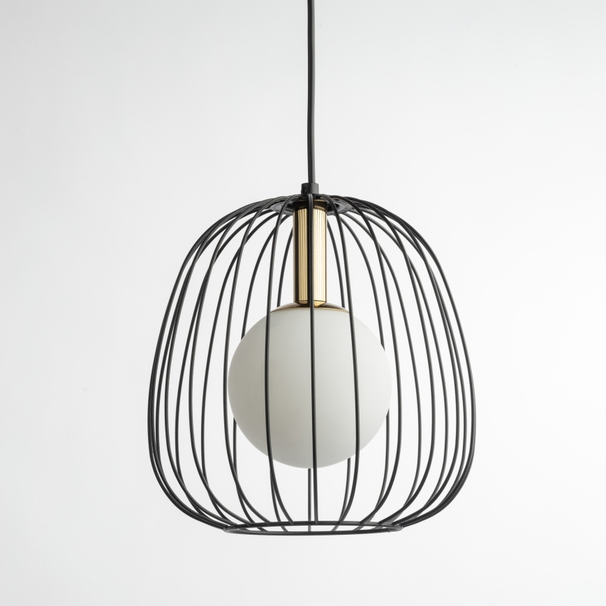 Luster na lanku BELL 1xG9/12W/230V pr. 24 cm čierna/zlatá