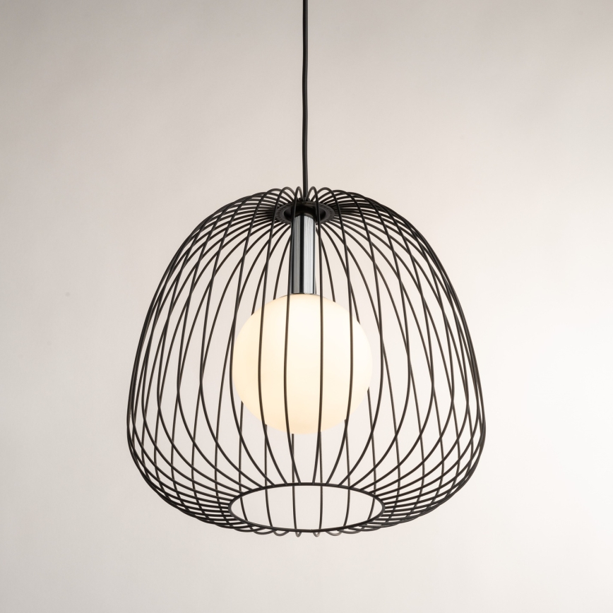 Luster na lanku BELL 1xG9/12W/230V pr. 33 cm čierna/lesklý chróm