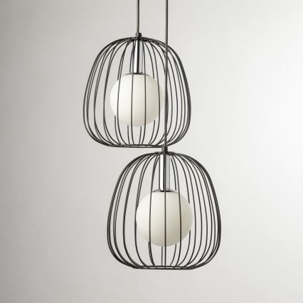 Luster na lanku BELL 2xG9/12W/230V čierna/lesklý chróm